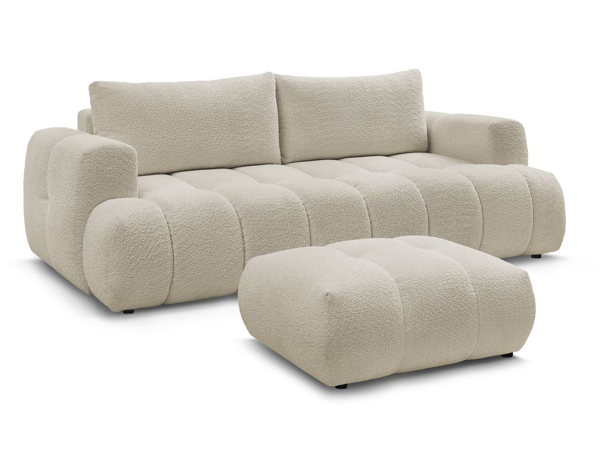 fuji 3-zits slaapbank in badstof met voetenbank gekleurd beige