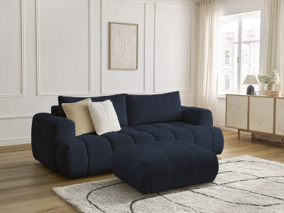 Canapé droit convertible 3 places FUJI tissu bouclette avec pouf