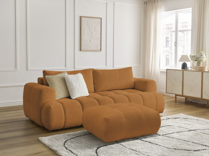 Canapé droit convertible 3 places FUJIItissu bouclette