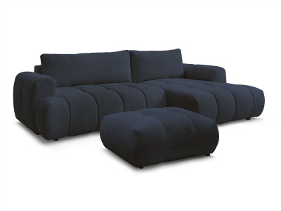 Canapé d'angle convertible FUJI tissu bouclette avec pouf