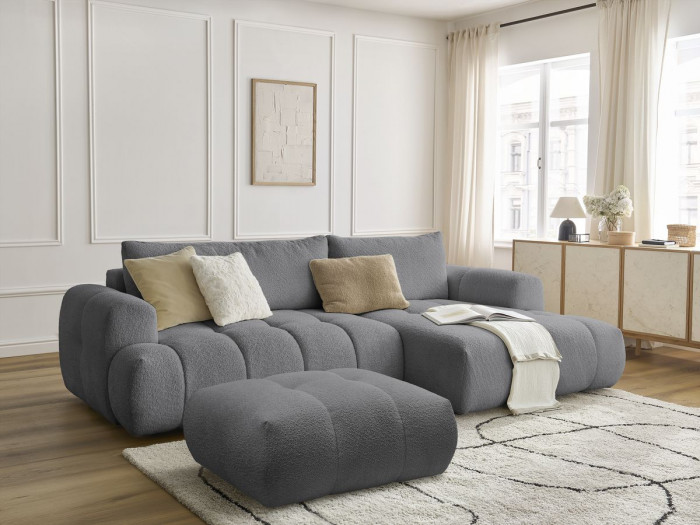 Canapé d'angle convertible FUJII tissu bouclette