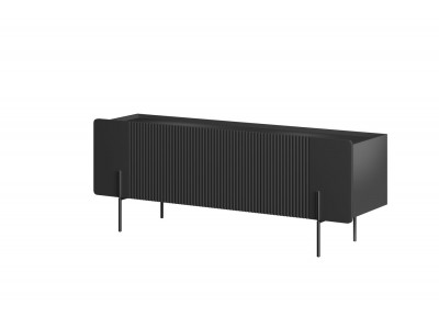 Meuble TV 2 portes 1 tiroir 150 cm MATHILDE pieds noirs