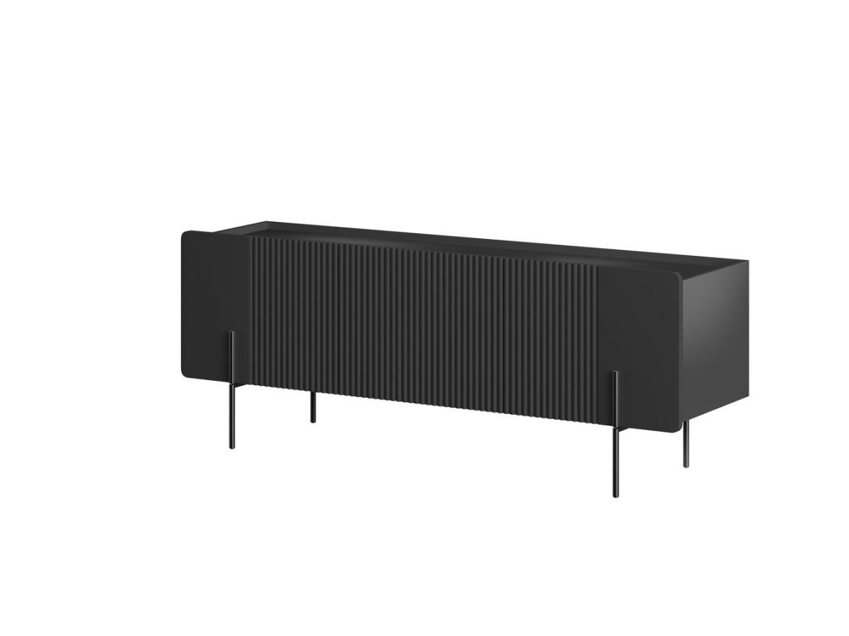 Meuble TV 2 portes 1 tiroir 150 cm MATHILDE pieds noirs