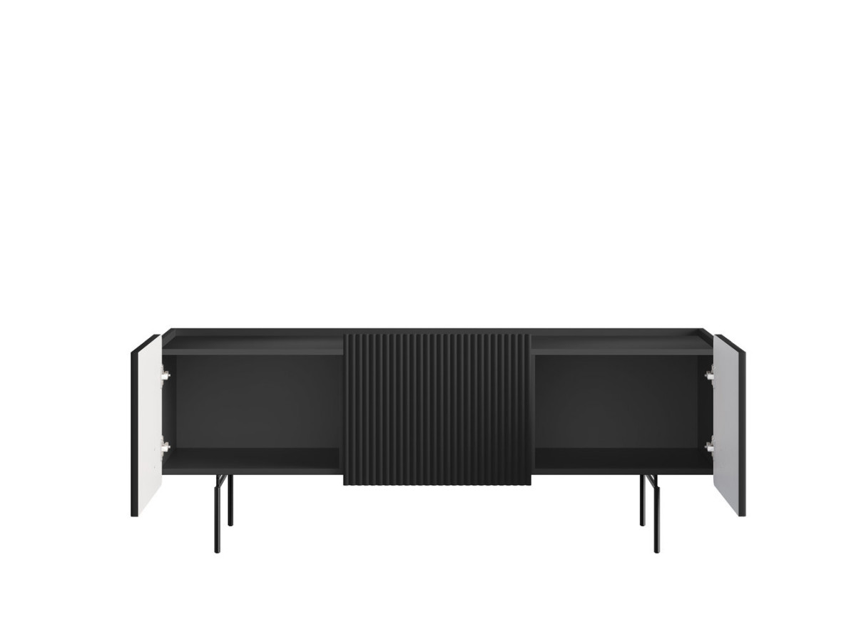 Meuble TV 2 portes 1 tiroir 150 cm MATHILDE pieds noirs
