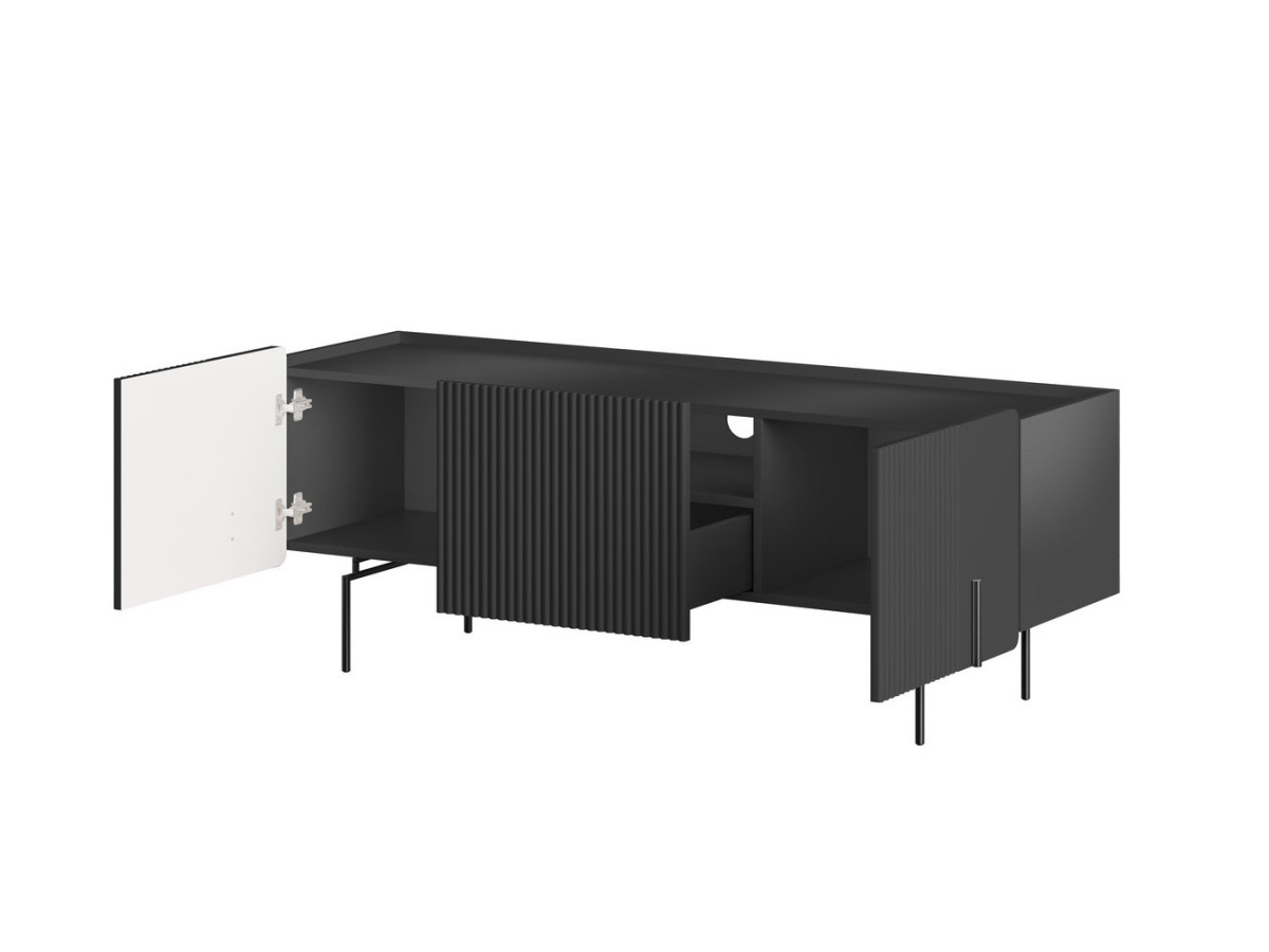 MATHILDE TV-meubel met 2 deuren en 1 lade, 150 cm, zwarte poten