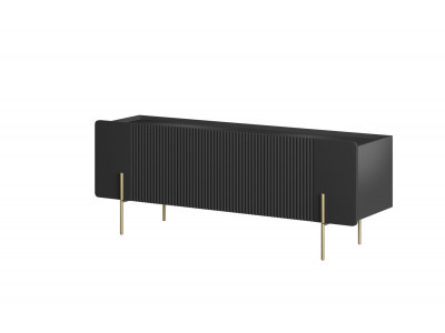 Meuble TV 2 portes 1 tiroir 150 cm MATHILDE pieds or