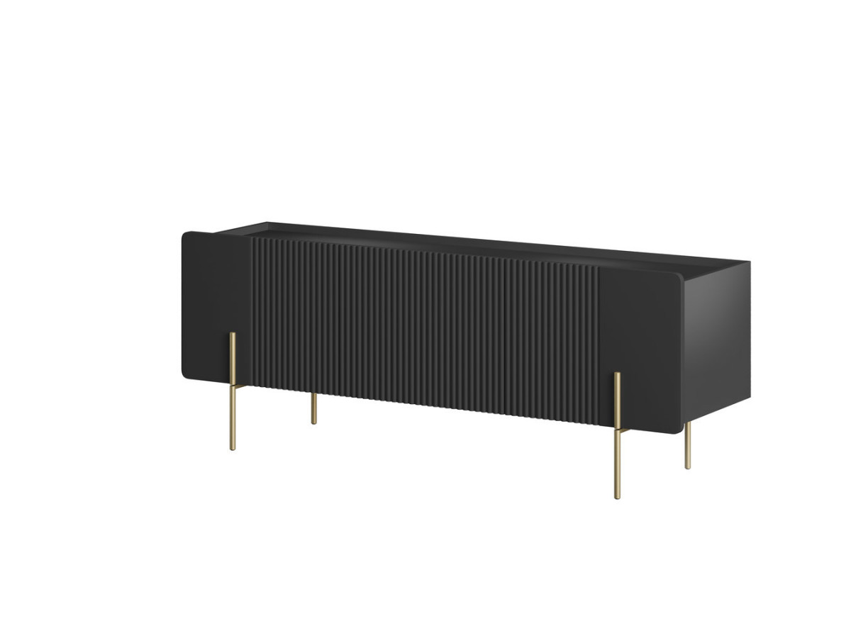 Meuble TV 2 portes 1 tiroir 150 cm MATHILDE pieds or