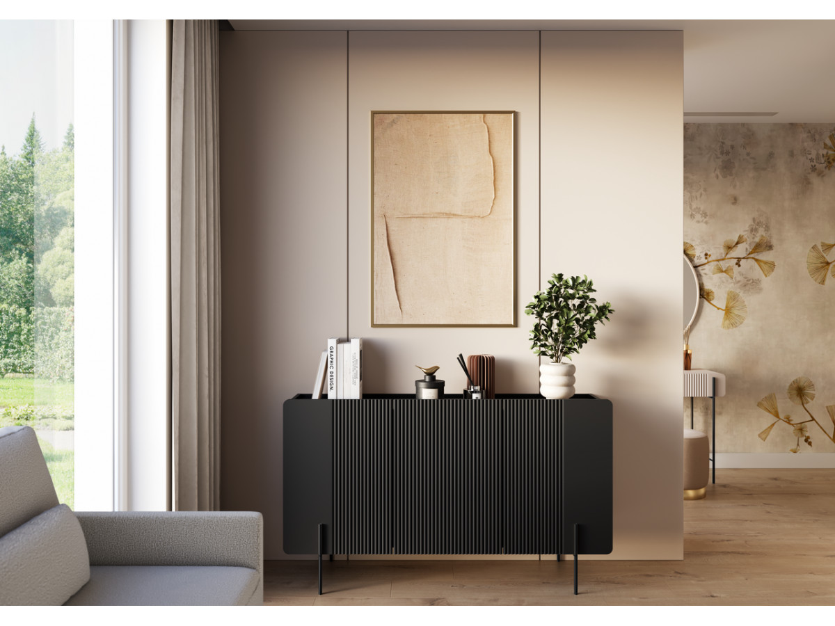 MATHILDE 3-deurs dressoir 150 cm zwarte poten
