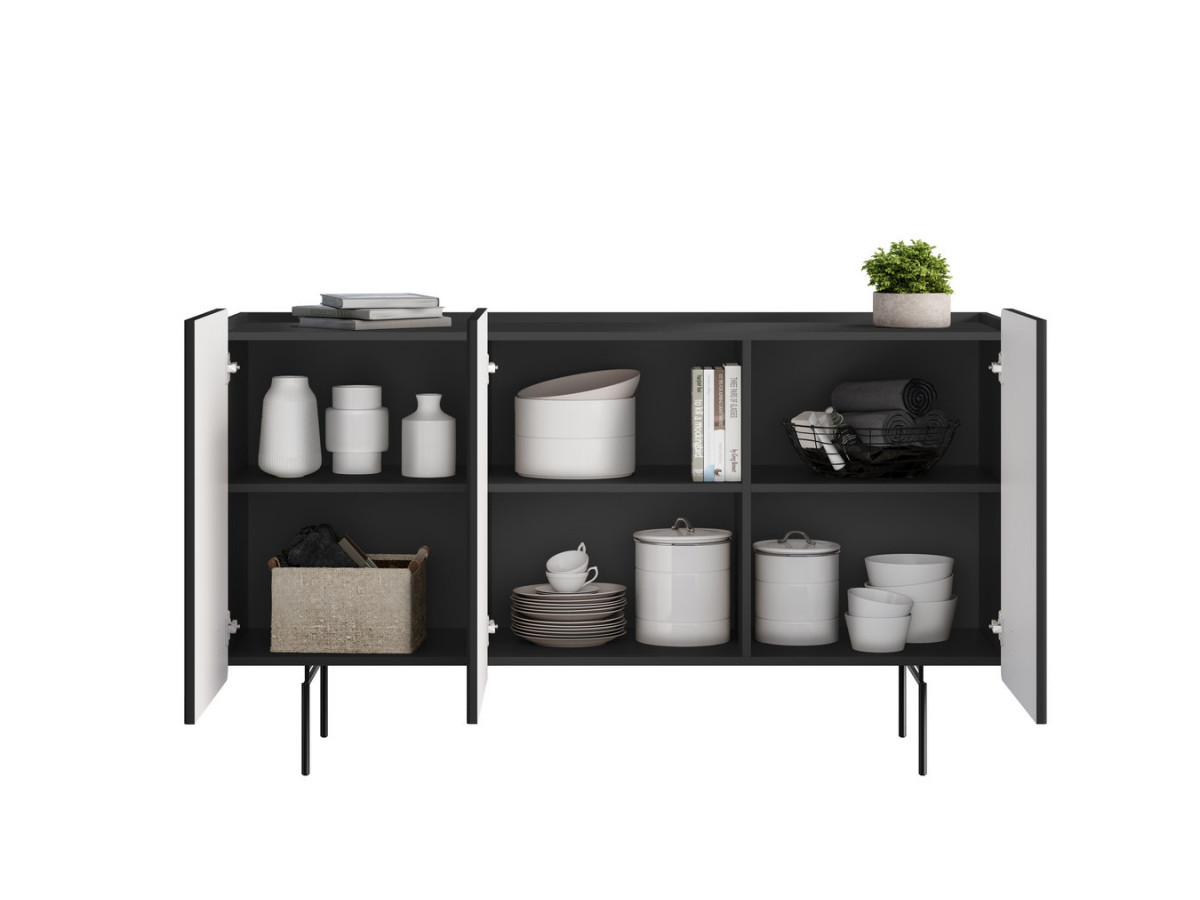 MATHILDE 3-deurs dressoir 150 cm zwarte poten