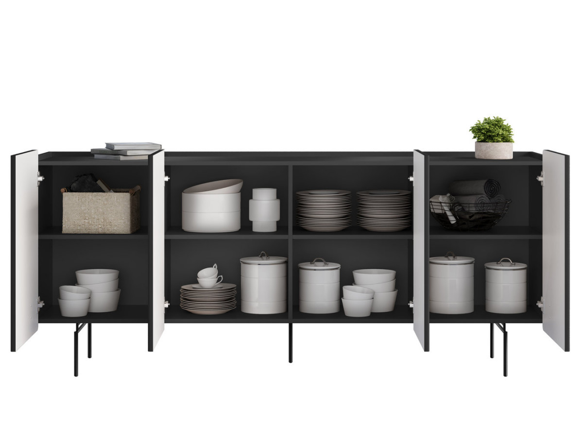MATHILDE 4-deurs dressoir 200 cm zwarte poten