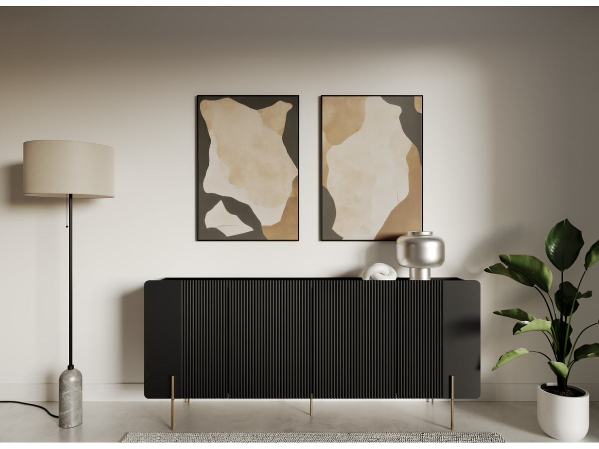 Buffet 4 portes 200 cm MATHILDE pieds or