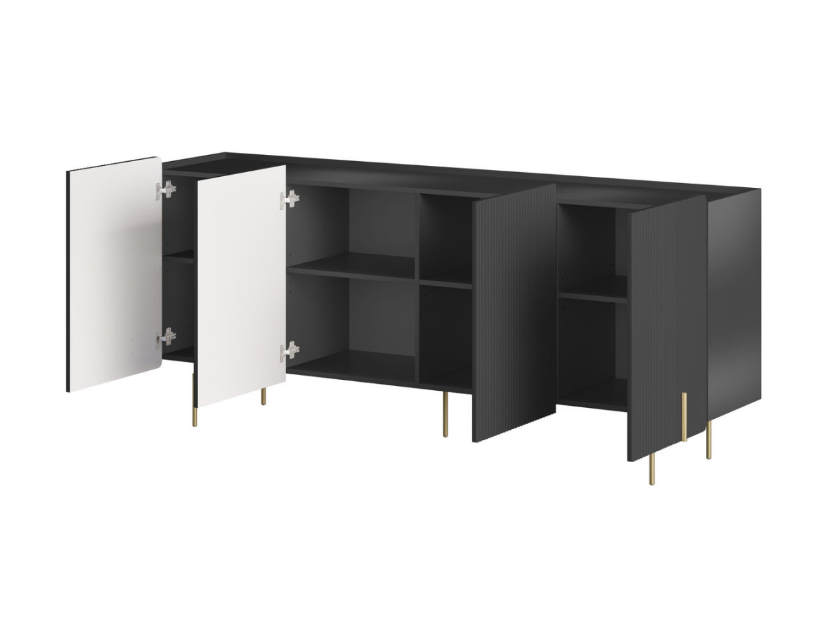 Buffet 4 portes 200 cm MATHILDE pieds or