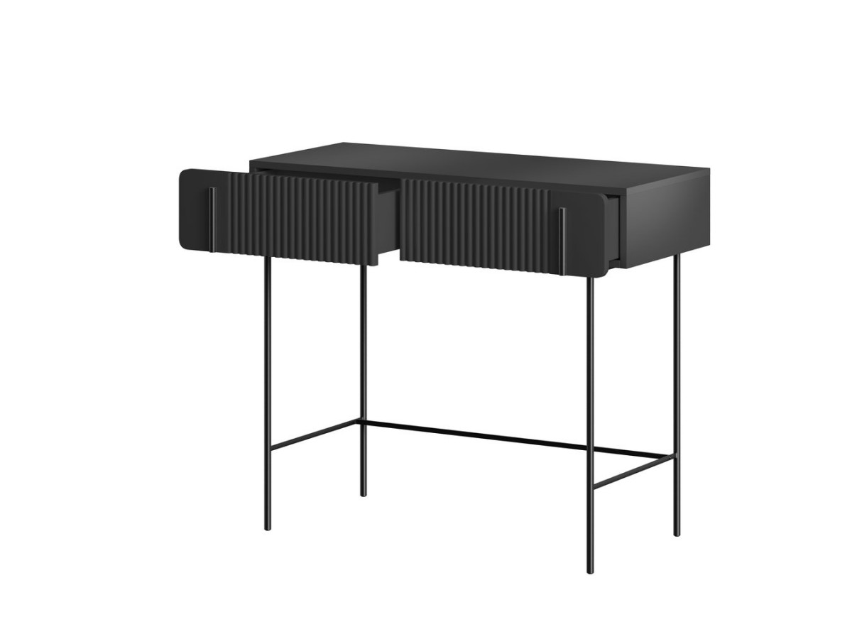 MATHILDE consoletafel met 2 laden, 100 cm, zwarte poten