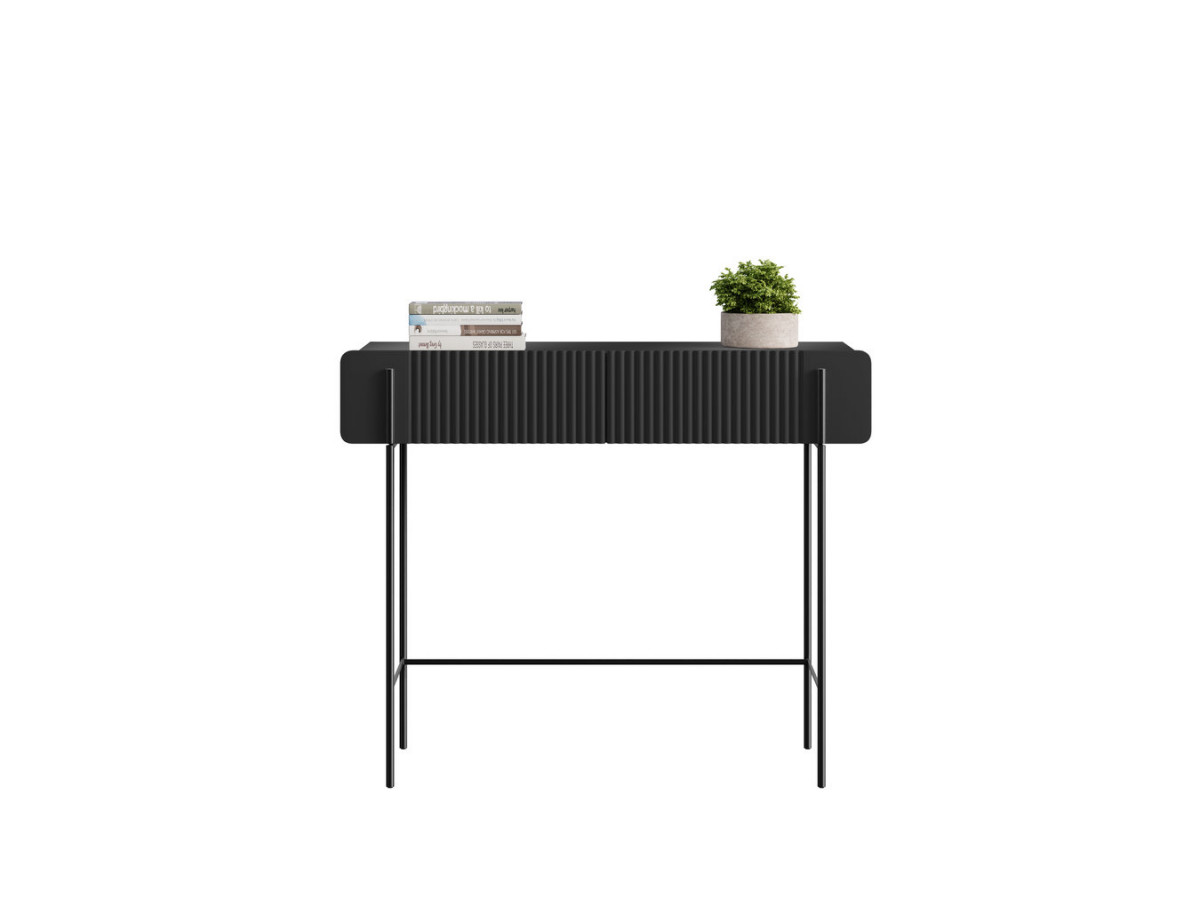 MATHILDE consoletafel met 2 laden, 100 cm, zwarte poten