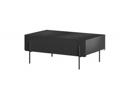 Table basse 2 tiroirs 100 cm MATHILDE pieds noirs
