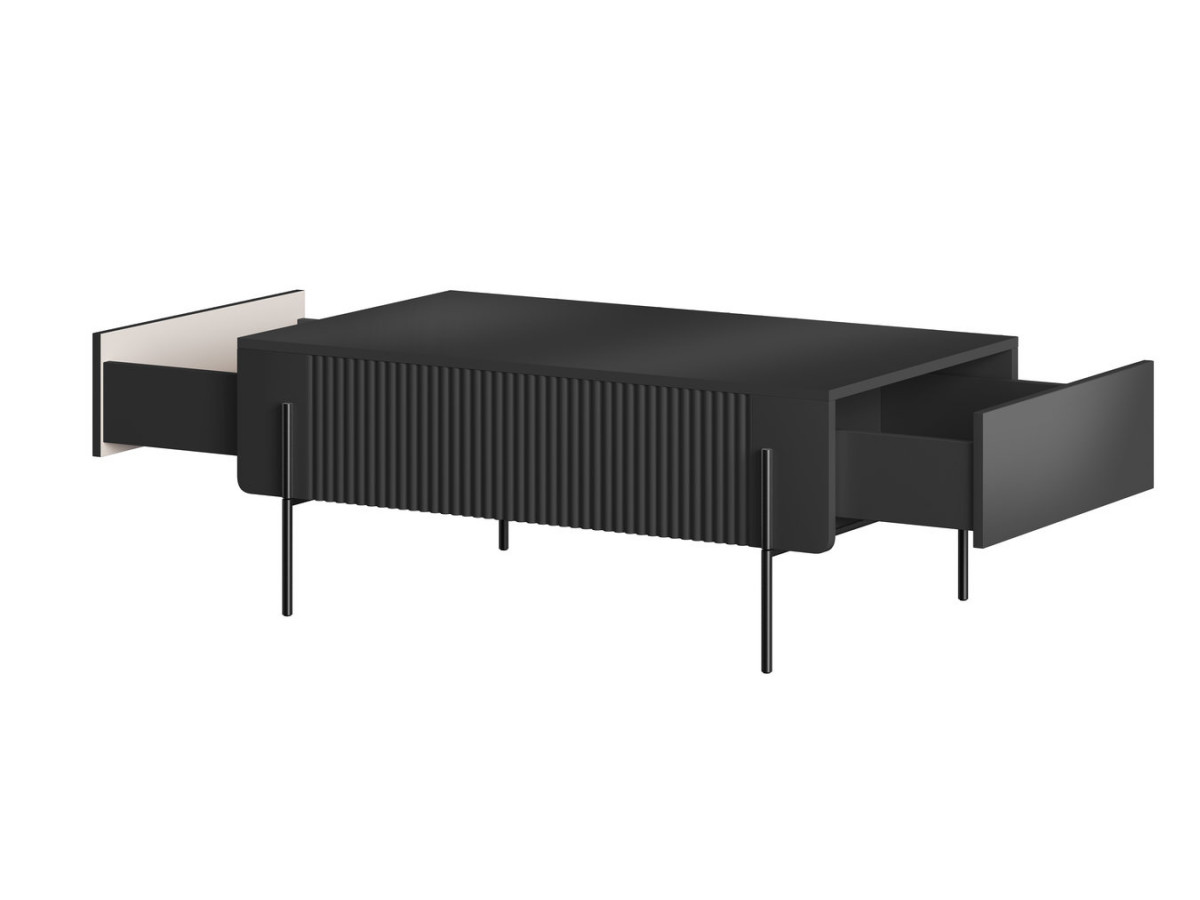 MATHILDE salontafel met 2 lades, 100 cm, zwarte poten