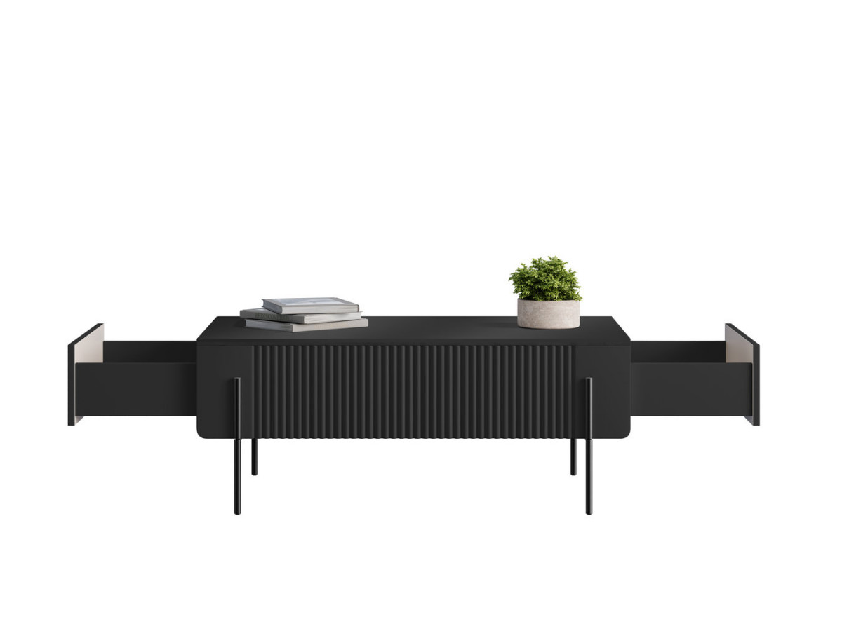 Table basse 2 tiroirs 100 cm MATHILDE pieds noirs — vue 6