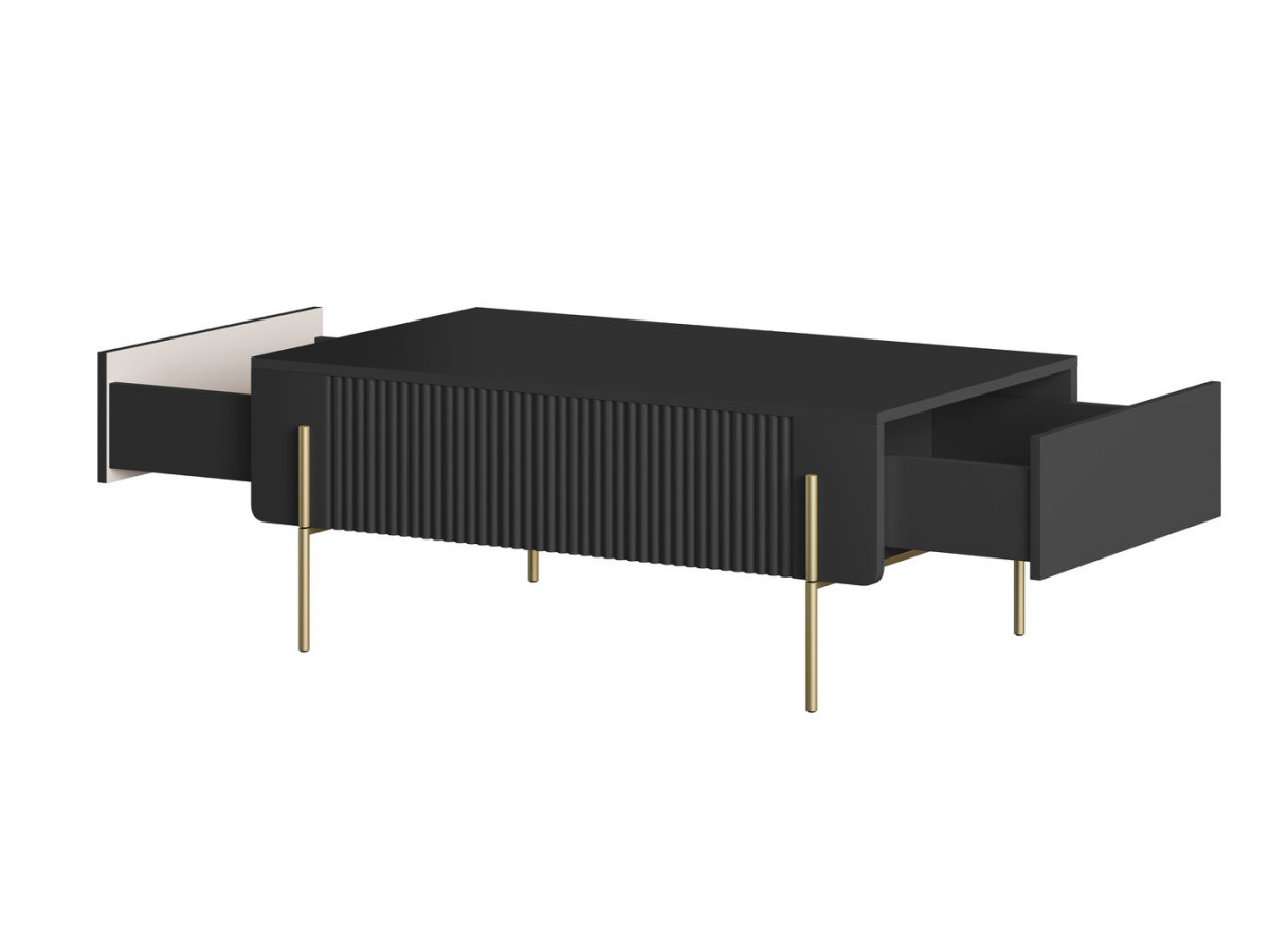 MATHILDE salontafel met 2 lades, 100 cm, gouden poten