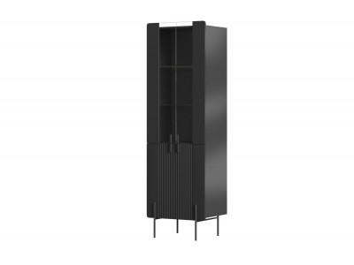 Meuble vitrine 2 portes H.190 cm MATHILDE pieds noirs