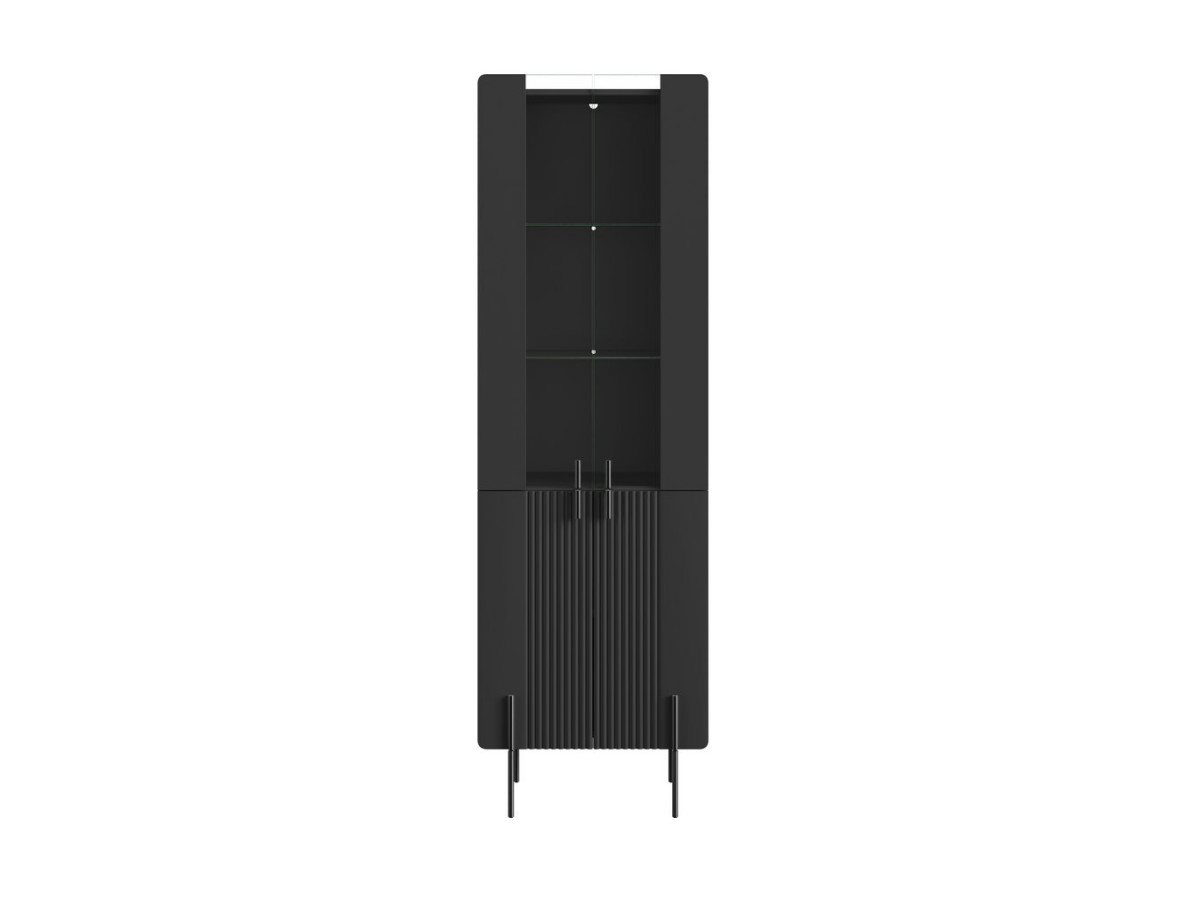 MATHILDE 2-deurs vitrinekast, H.190 cm, zwarte poten