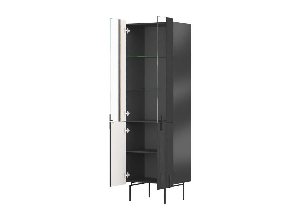 MATHILDE 2-deurs vitrinekast, H.190 cm, zwarte poten