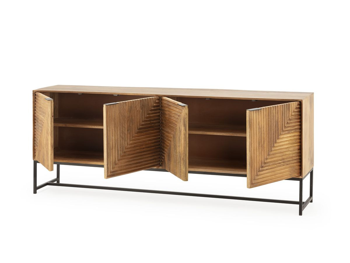 Buffet 4 portes 210 cm NAOMIE bois massif d'acacia