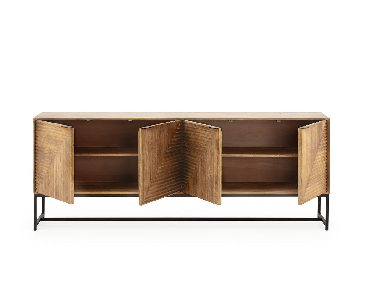 Buffet 4 portes 210 cm NAOMIE bois massif d'acacia