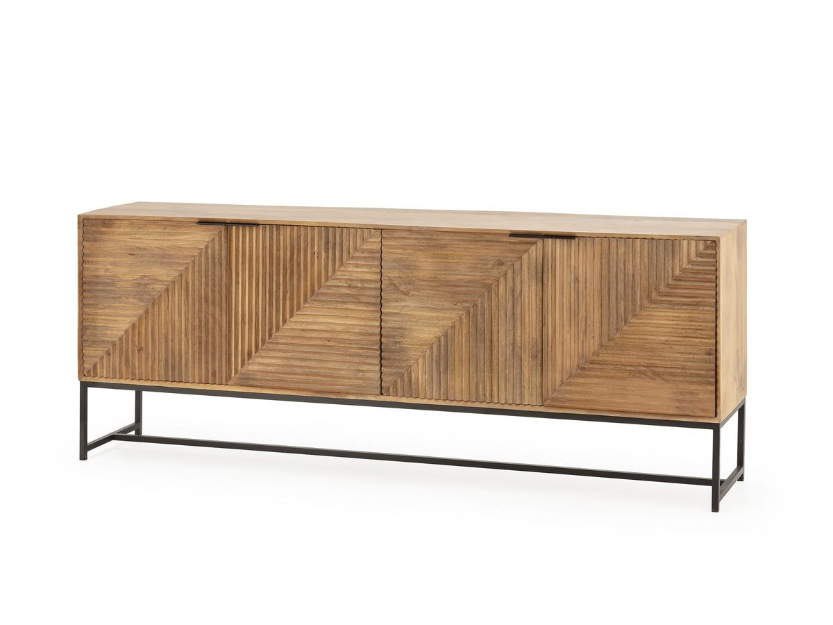 Buffet 4 portes 210 cm NAOMIE bois massif d'acacia