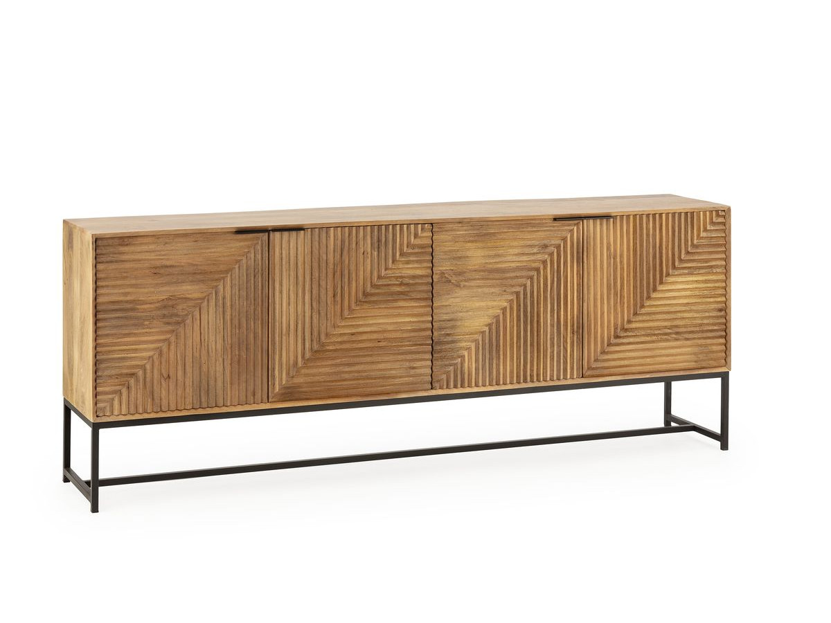 Buffet 4 portes 210 cm NAOMIE bois massif d'acacia
