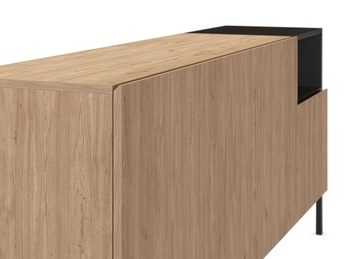 Buffet 4 portes 1 niche 180 cm CECILIA effet chêne