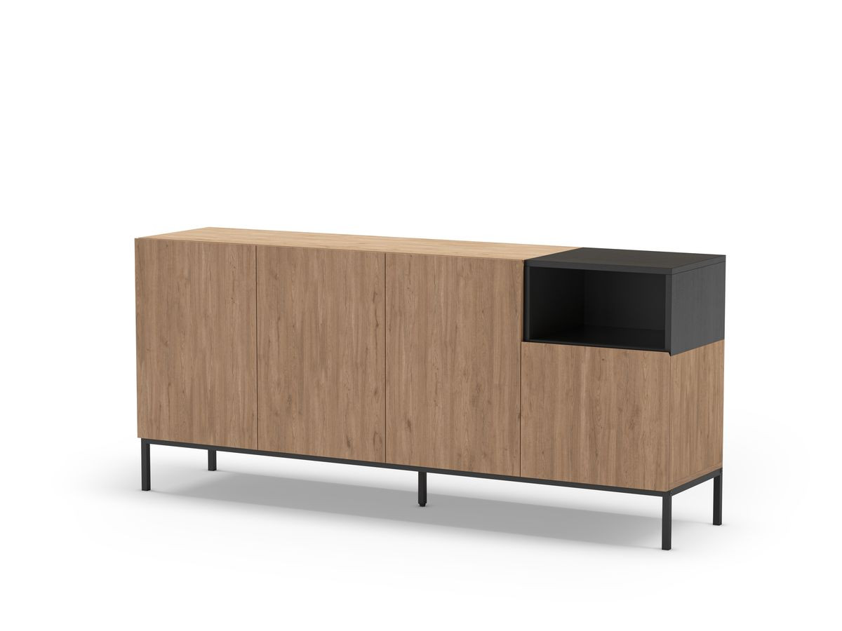 CECILIA eikenhouten dressoir met 4 deuren en 1 nis 180 cm