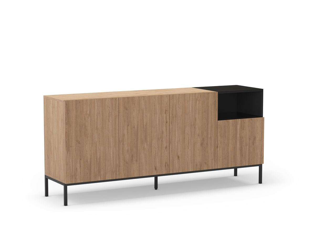 Buffet 4 portes 1 niche 180 cm CECILIA effet chêne