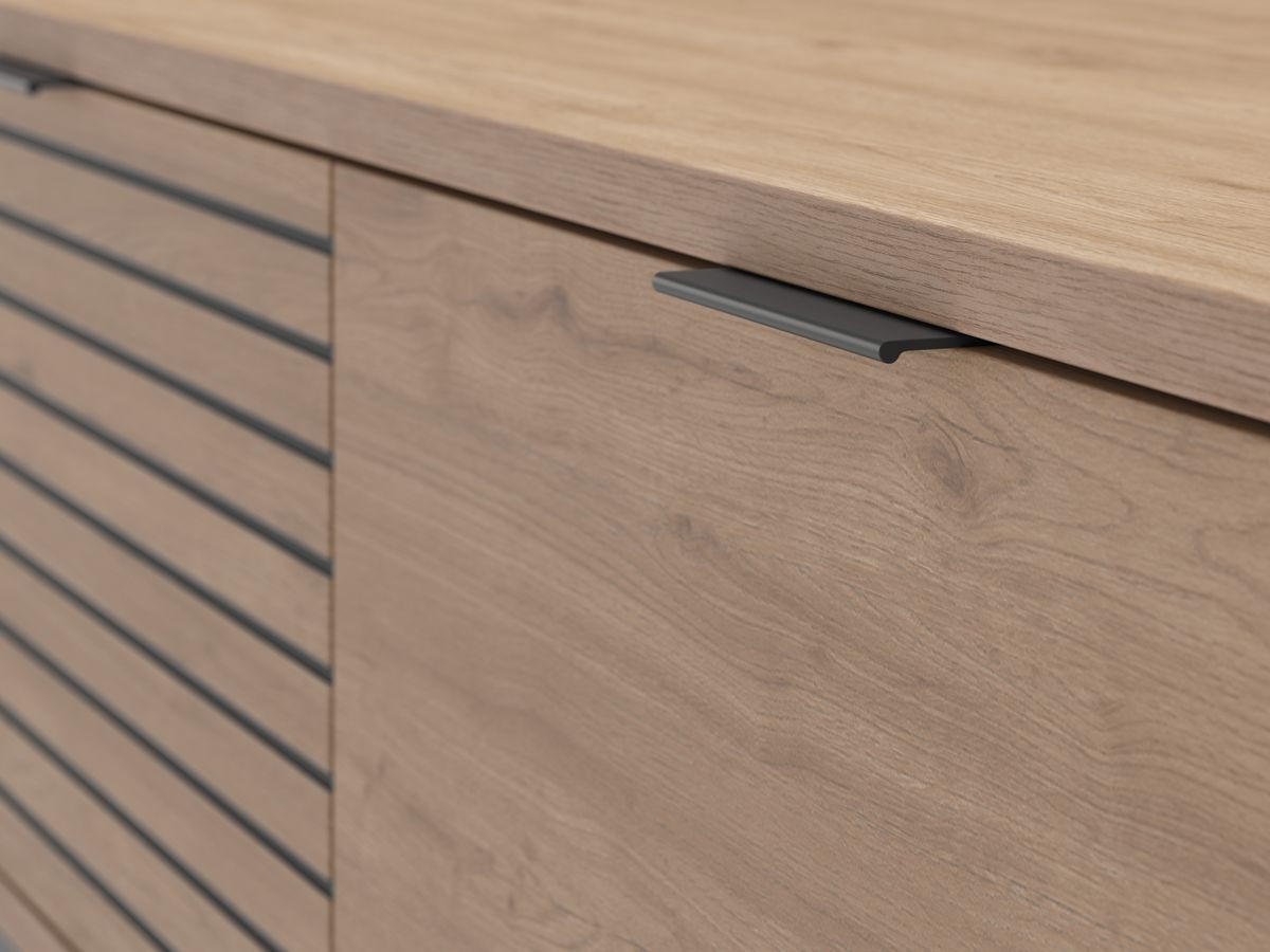 AGATHE 180 cm eikenhouten tv-meubel met 3 laden