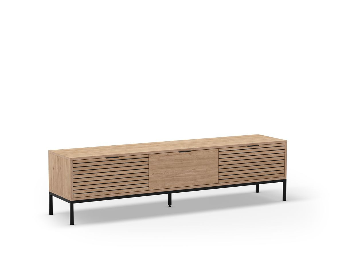 Meuble TV 3 tiroirs 180 cm AGATHE effet chêne