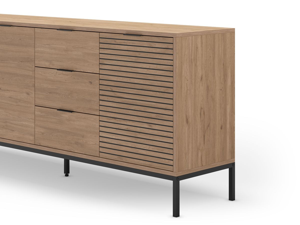 AGATHE eikenhouten dressoir met 3 deuren en 3 laden, 180 cm