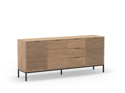 Buffet 3 portes 3 tiroirs 180 cm AGATHE effet chêne