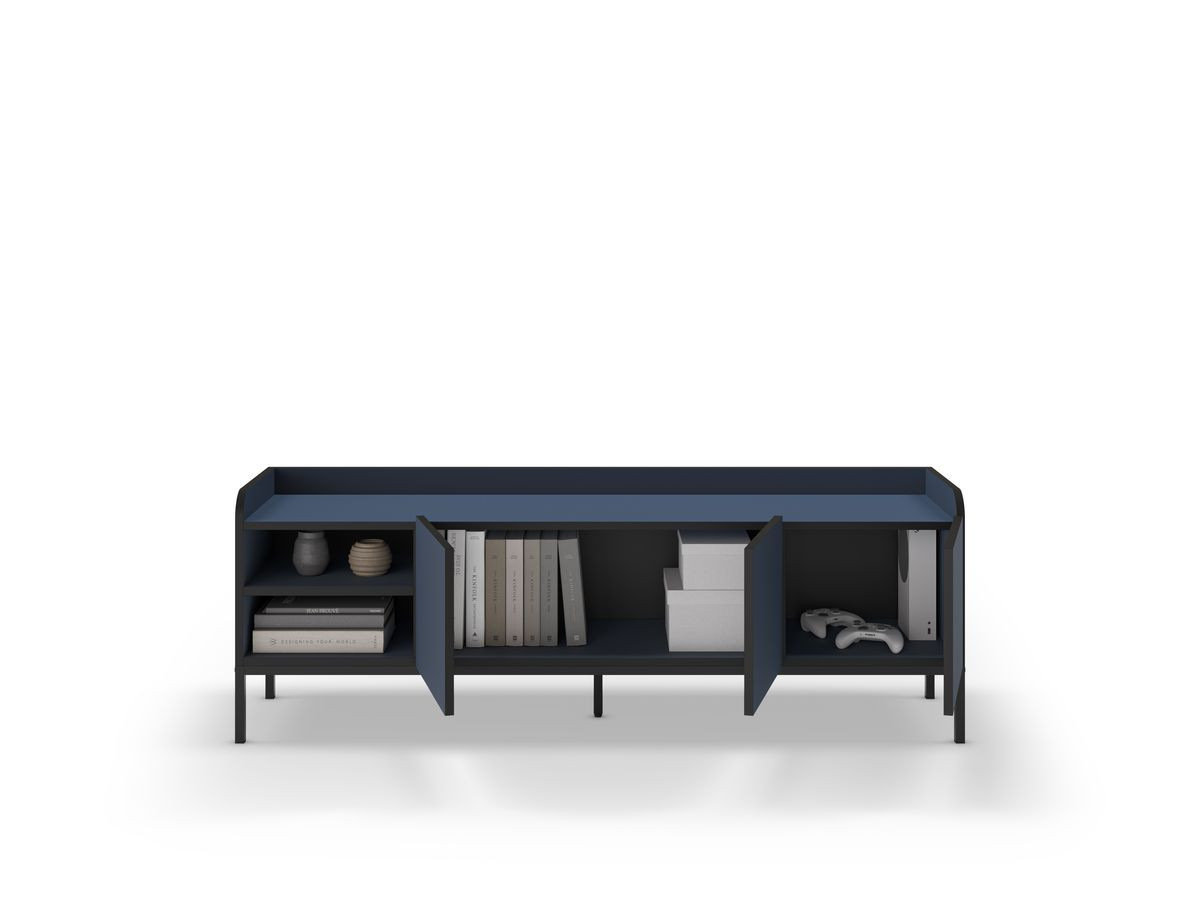 AURIANE 2-deurs, 2-kabinet tv-meubel, 160 cm, zwarte metalen poten