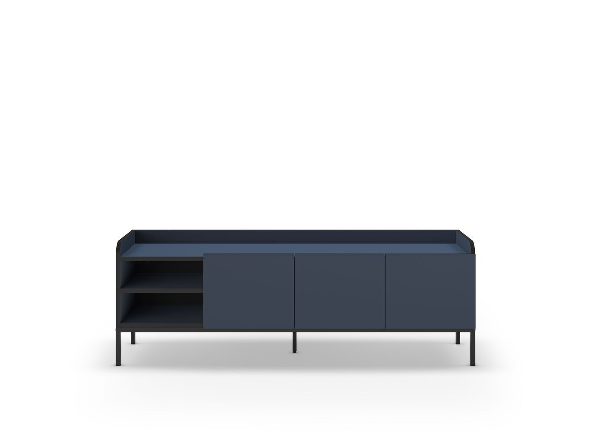 AURIANE 2-deurs, 2-kabinet tv-meubel, 160 cm, zwarte metalen poten