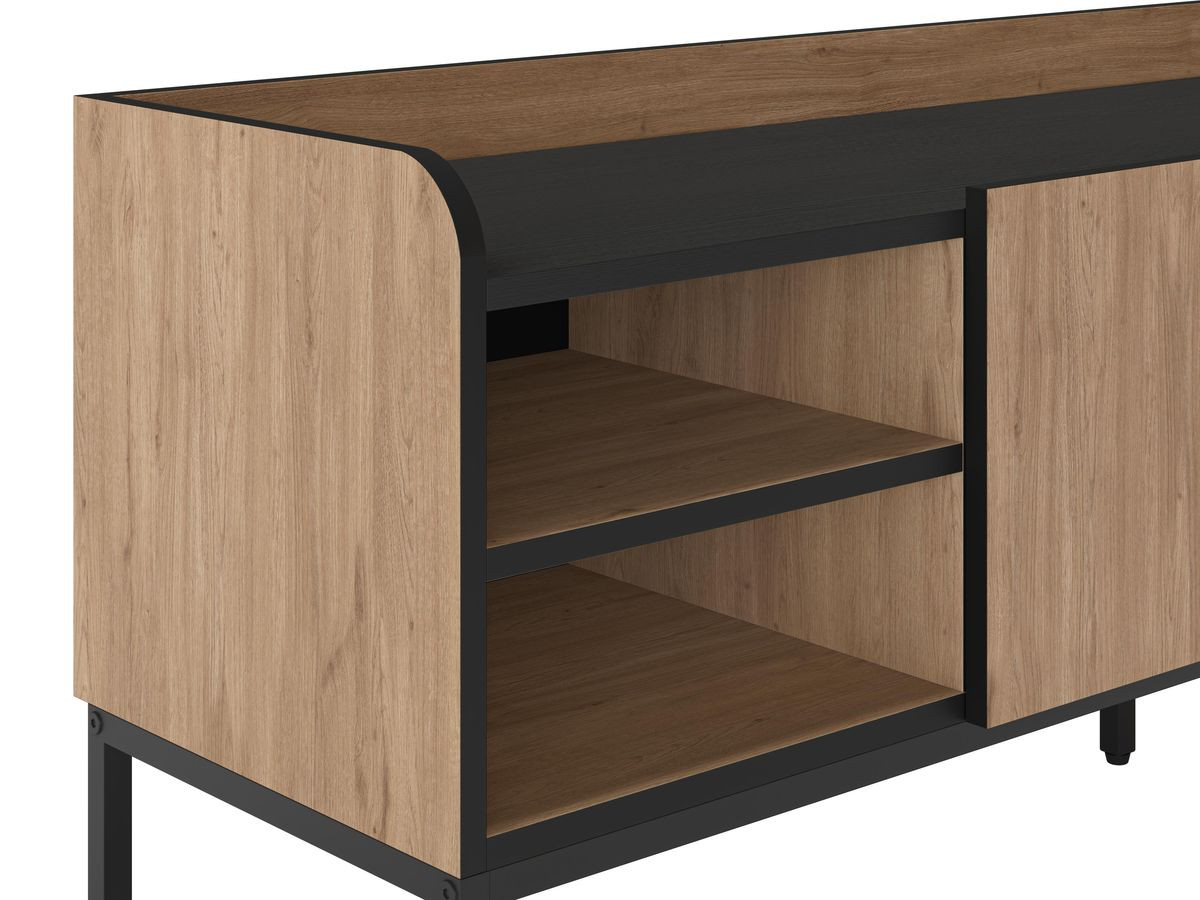 AURIANE 2-deurs, 2-kabinet tv-meubel, 160 cm, zwarte metalen poten