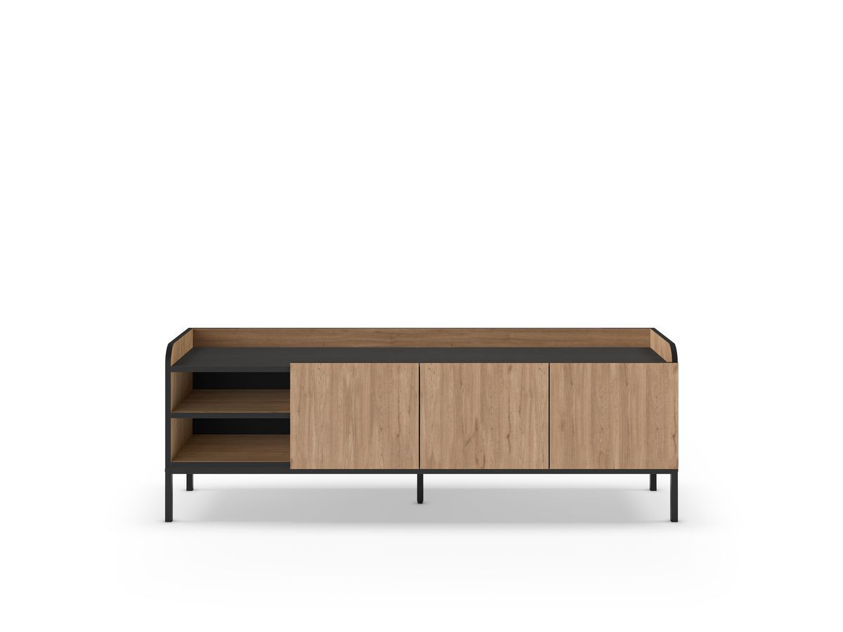 AURIANE 2-deurs, 2-kabinet tv-meubel, 160 cm, zwarte metalen poten
