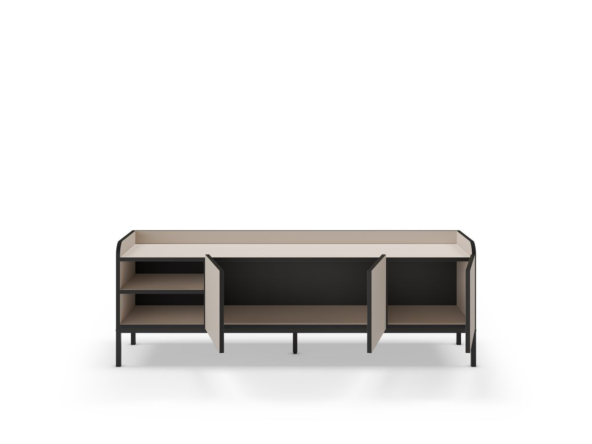AURIANE 2-deurs, 2-kabinet tv-meubel, 160 cm, zwarte metalen poten