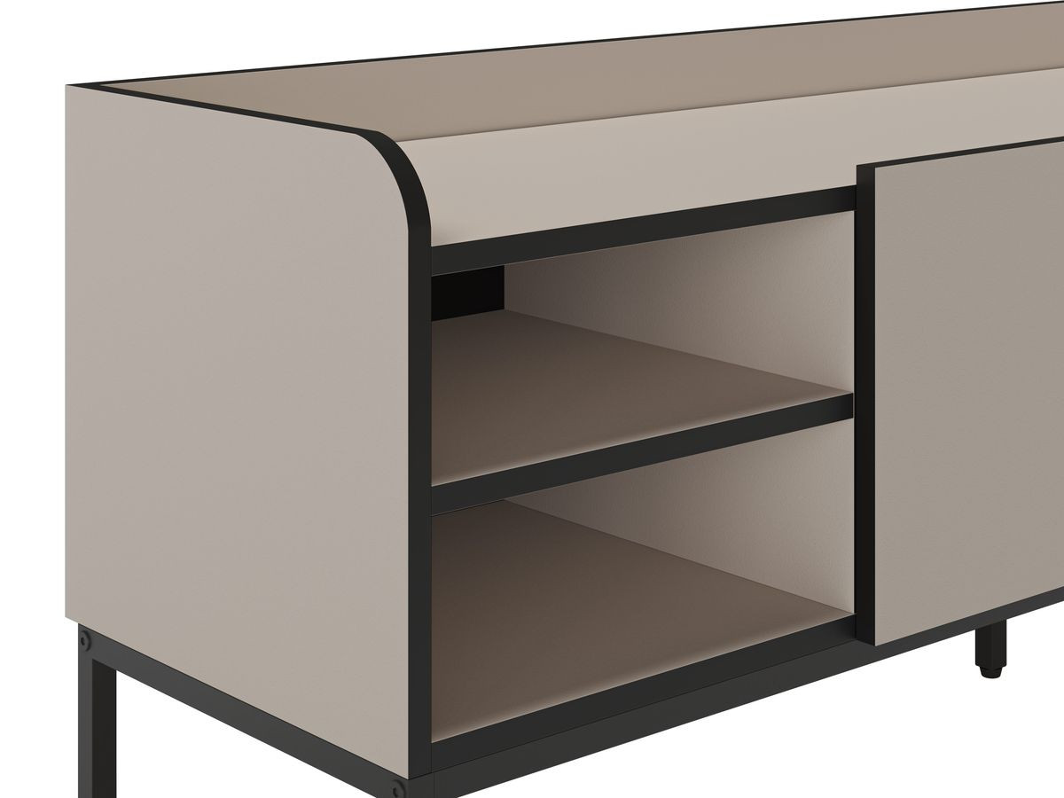 AURIANE 2-deurs, 2-kabinet tv-meubel, 160 cm, zwarte metalen poten