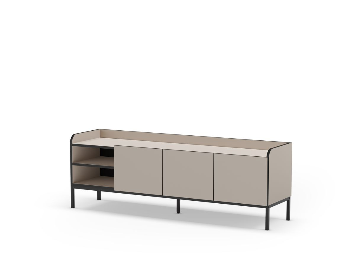 AURIANE 2-deurs, 2-kabinet tv-meubel, 160 cm, zwarte metalen poten