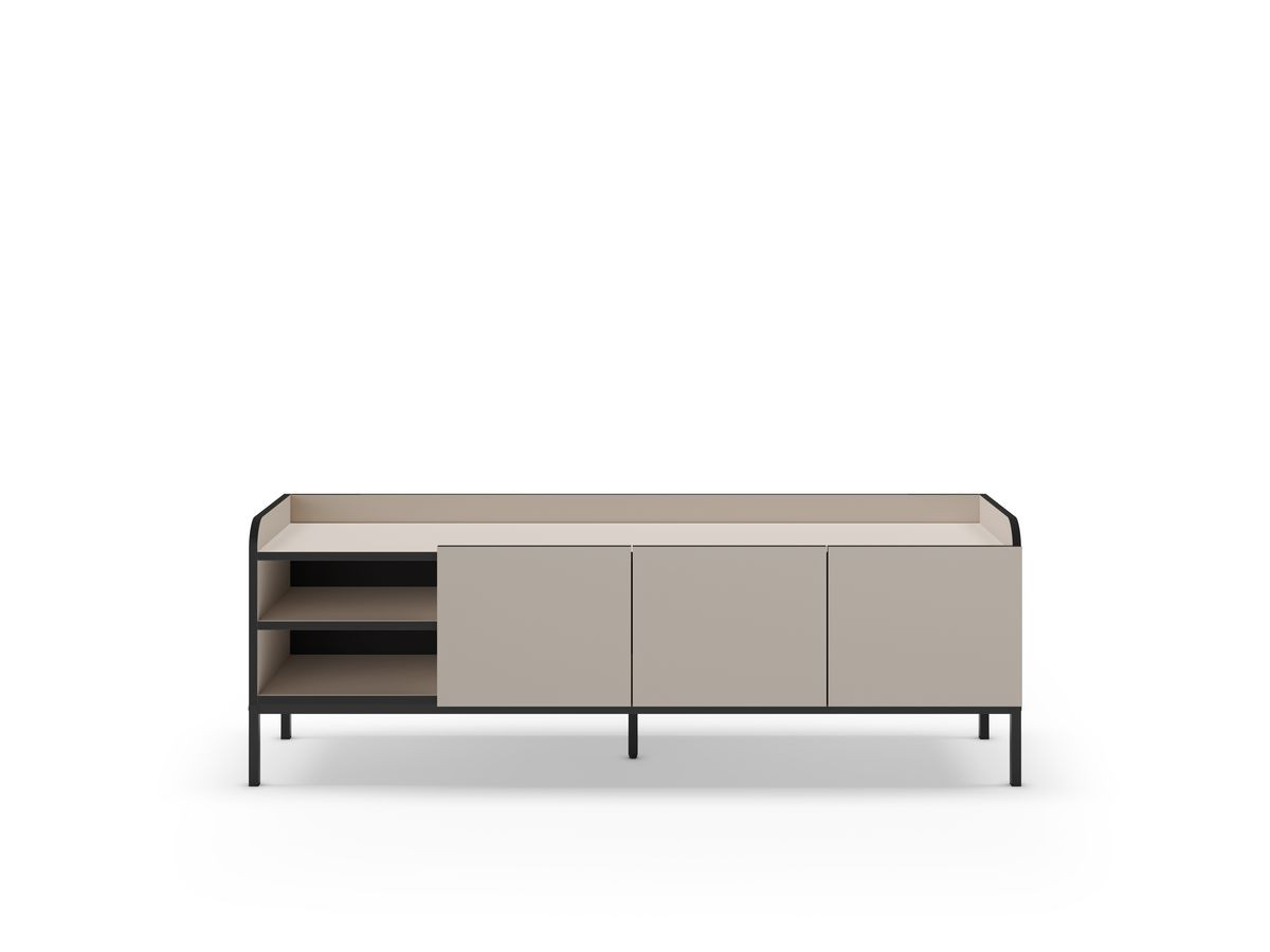 AURIANE 2-deurs, 2-kabinet tv-meubel, 160 cm, zwarte metalen poten