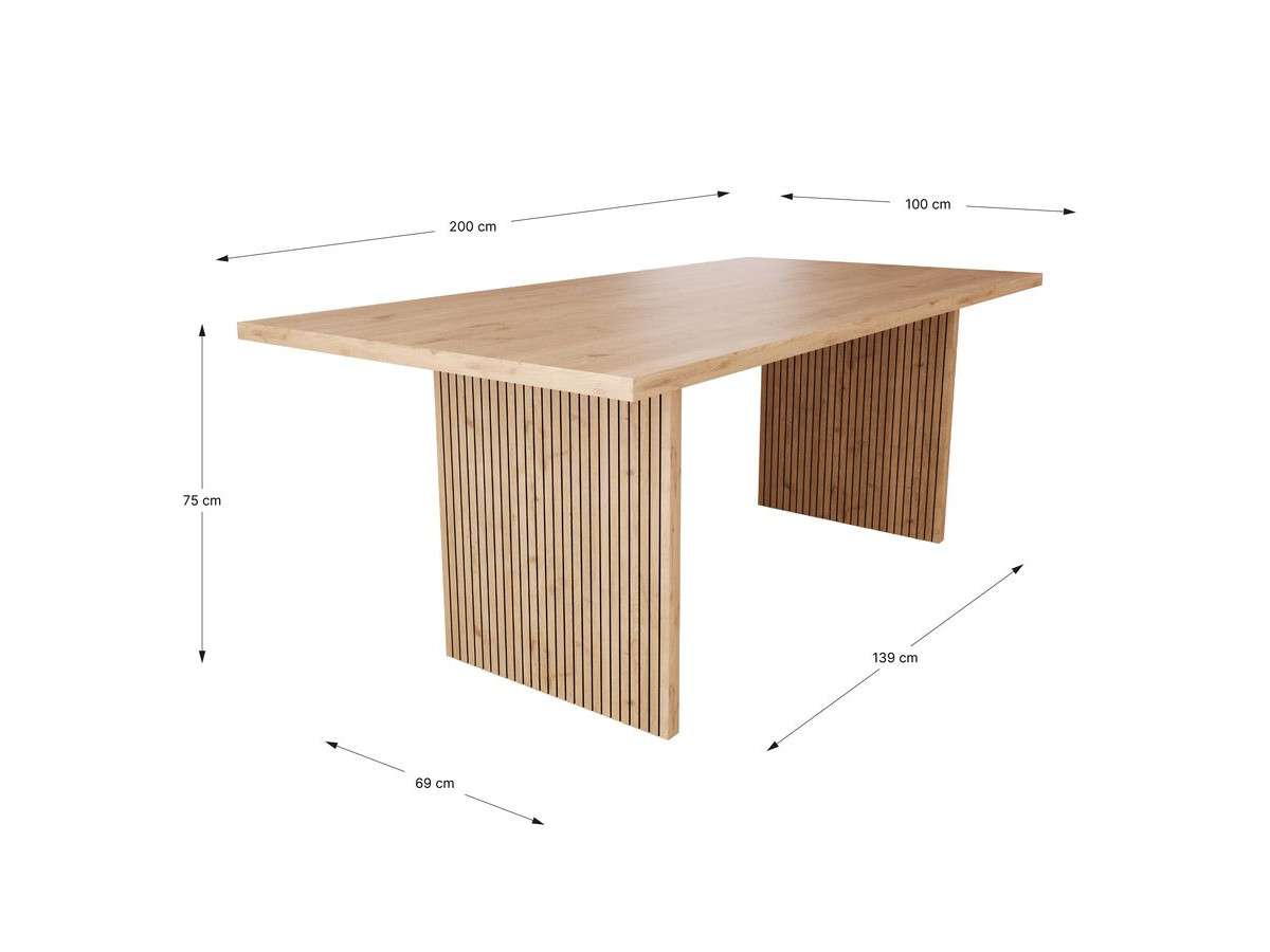 AGATHE 200 cm eikenhouten eettafel