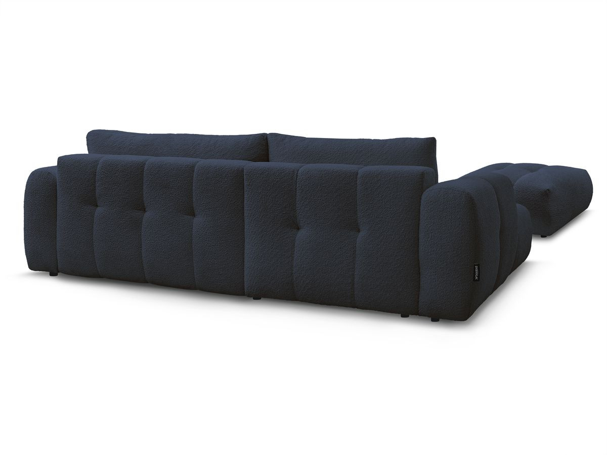 Canapé d'angle convertible FUJI tissu bouclette avec pouf
