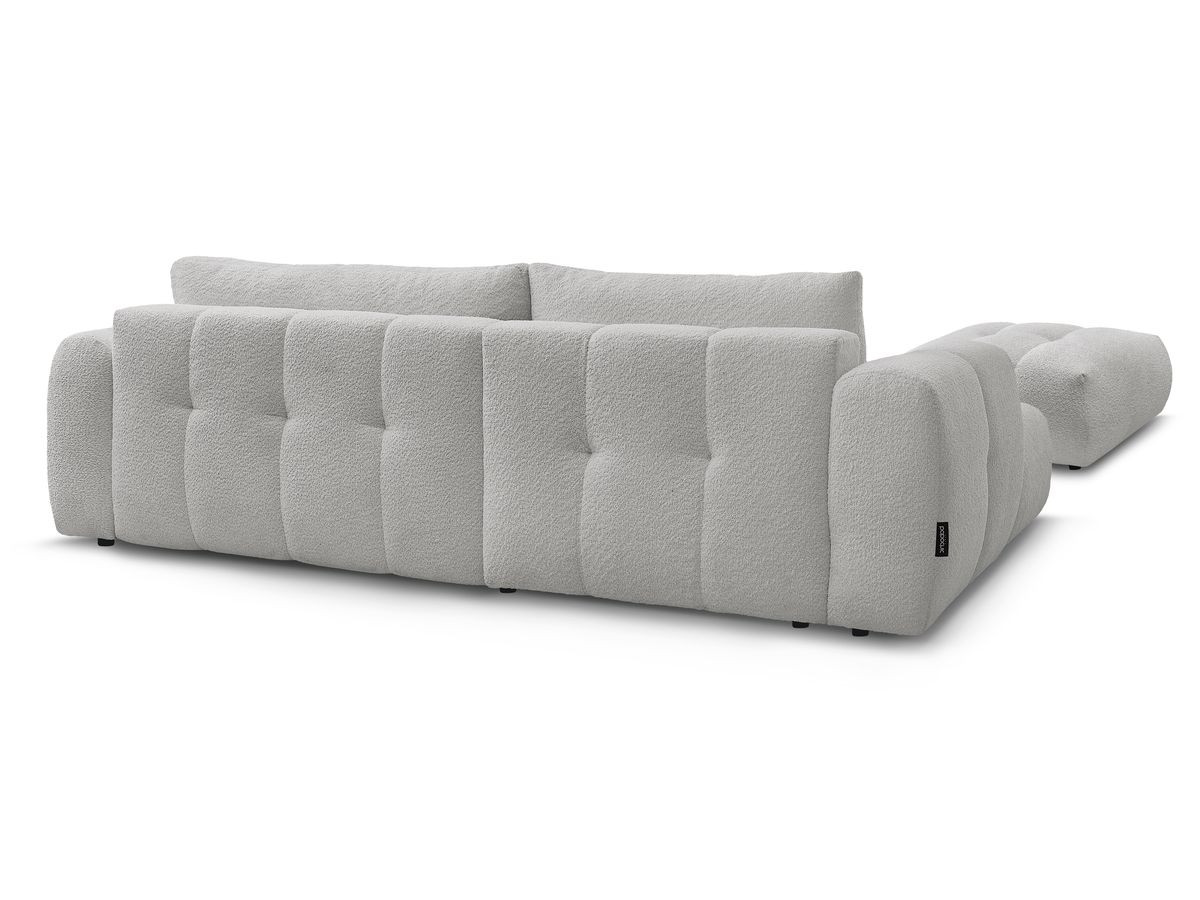 Canapé d'angle convertible FUJI tissu bouclette avec pouf