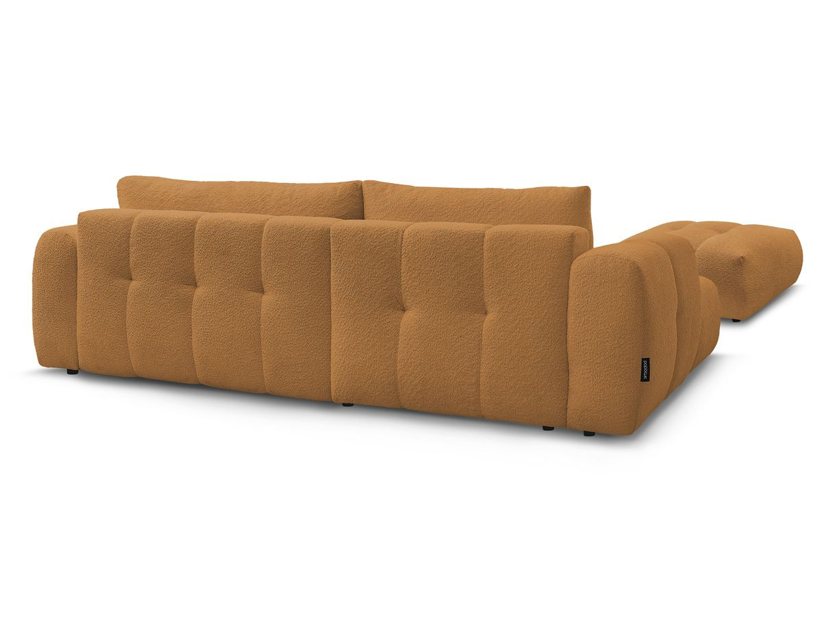 Canapé d'angle convertible FUJI tissu bouclette avec pouf