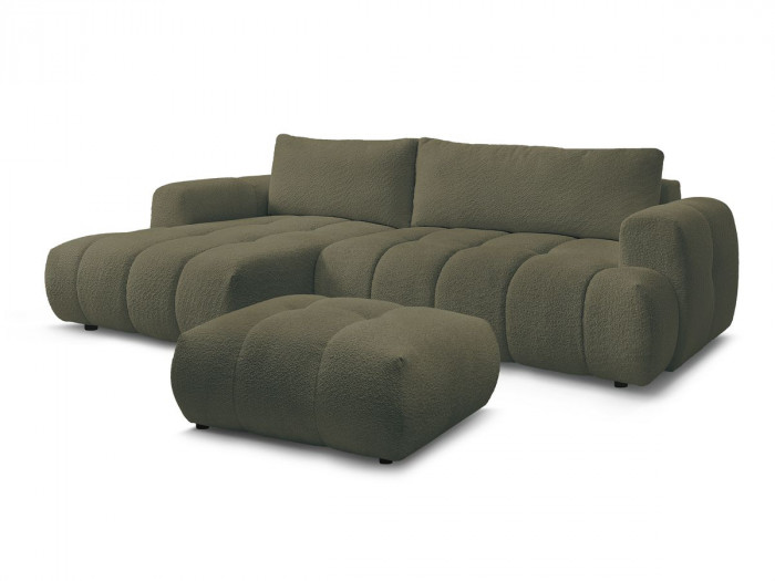 Canapé d'angle convertible FUJII tissu bouclette