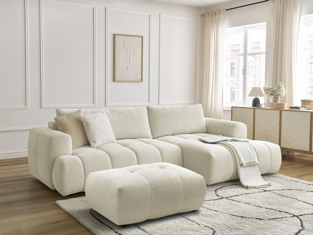 Canapé d'angle convertible FUJII tissu lisse